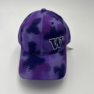 Adidas Washington Huskies W NCAA Purple Camo Baseball Cap Hat Primegreen